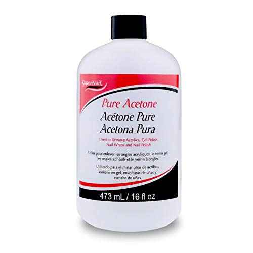 Supernail Pure Acetone Nail Polish Remover - Professional Strength for Acrylic, Gel & Dip Powder, Fast & Quick Gel Nail Polish Remover, 16 fl oz