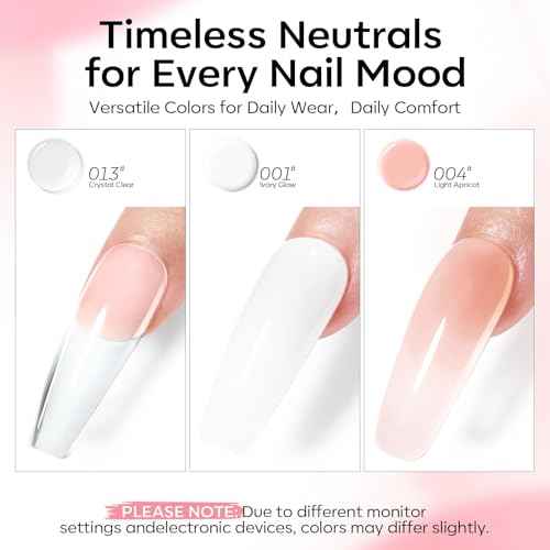 Modelones Poly Gel Nail Kit 3 Colors Clear White Apricot with Slip Solution Dual Nail Forms Top Base Coat Extension Builder Gel Enhancement Professional Starter Kit DIY Nail Art Salon Use