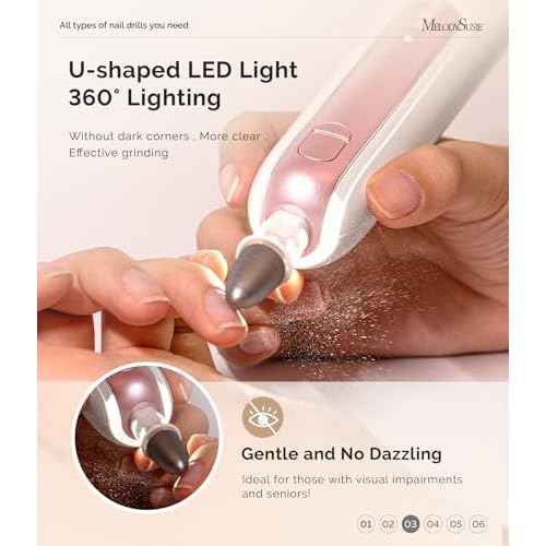 MelodySusie Professional Manicure Pedicure Kit,8-in-1 Electric Nail Drill Set with 5 Speeds,Rechargeable Cordless E-File with 360¡Æ LED Light,Perfect Hand Foot Care Trimmer Polish Tools - PC760G