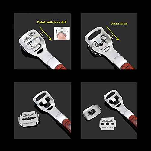 ZIZZON Foot Care Pedicure Callus Shaver Hard Skin Remover Wood Handle 10 Blades ZIZZON