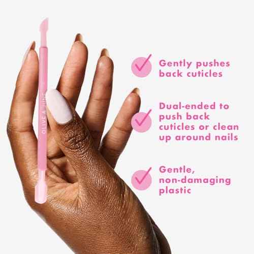 Olive & June Manicure Cuticle Pusher | Dual-Ended Tool for Safe, Easy Cuticle Care | Gentle Plastic Pusher & Cleanup Edge | At-Home Mani Essential with Stable Rubberized Grip