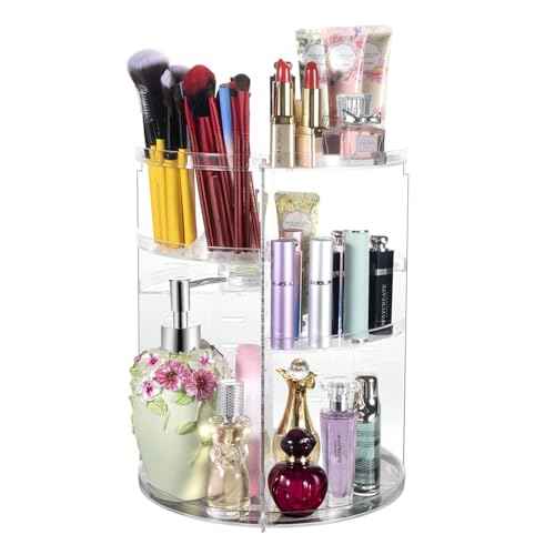 COYAHO 360 Rotating Makeup Organizer, Spinning Countertop, Cosmetic Holder Shelf, Make Up Organizers and Storage for Bedroom, Transparent