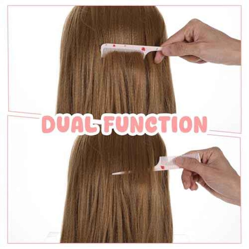 Baby Comb Set, Small Cute Fine Tooth Toddler Comb & Rat Tail Baby Comb for Styling, Pink Baby Hair Comb Plastic Parting Combs, Anti-Static Mini Hairdressing Comb for Baby Girl Wet Dry Hair (2Pcs)