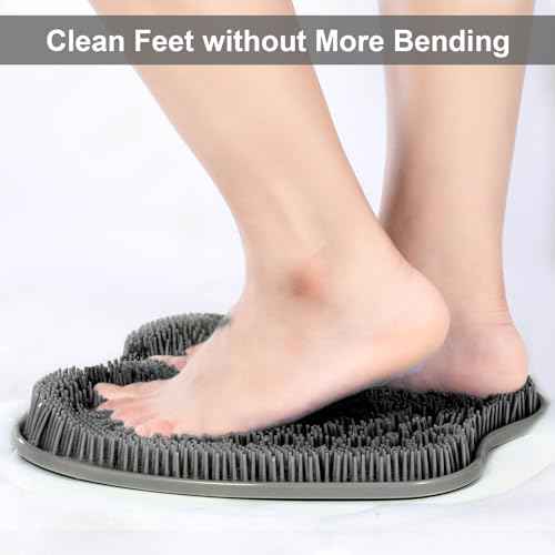 BESKAR Shower Foot Scrubber Mat with Non-Slip Suction Cups, Foot Spa Brush for Cleaning & Exfoliating Your Feet No Bend, Foot Points Reflexology Mat for Relax Your Feet
