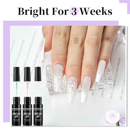 JODSONE Gel Polish Nail Art Gel Liner Set 20 Colors Red Pink Blue Purple with Thin Brush Need U V Lamp Cured Gift for Girls at Home Salon Design