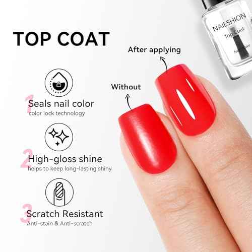 Base Coat and Top Coat, Clear Regular Nail Polish, Rich in VE Calcium Quick Air Dry Nail Strengthening Non Gel, 2Pcs Vegan Base Chip Resistant High Shine Long-lasting Nail Art Gift Set