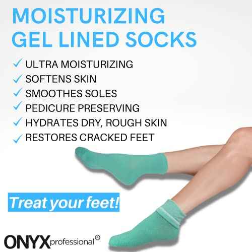 Onyx Professional Gel Moisturizing Socks, One Size Dry Feet Treatment for Women or Men, Hydrating Spa Socks for Dry Feet and Cracked Heel Repair, One Reusable Pair
