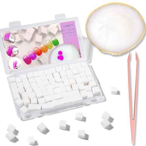 Nail Art Palette &100pcs Nail Sponges for Ombre-Resin Nail Polish Mixing Palette Pallet for Nail Art Tools Accessories;Soft Ombre Nail Sponge Nail Brush stuff for Nail Tech Must Haves Supplies