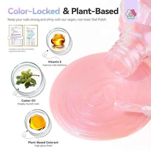 SAVILAND Color Artistry Nail Polish Set : 6 Summer Shimmer Pearl Pink Purple White Mermaid Fingernail Polish, Quick Dry Nail Polish Non Gel Long Lasting DIY Manicure for Finer Toe Nail Art Lover