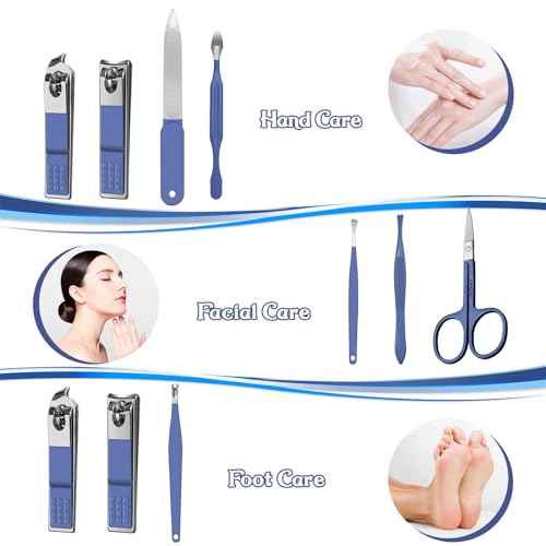 Manicure Set 8 in 1 Nail Clipper Set,RedFlow Nail Clippers,Fingernail & Toenail Clippers,Manicure Tools,Pedicure Tools,Suitable for Travel Manicure Kit,Nail Set Kit with Everything Profe (Blue)