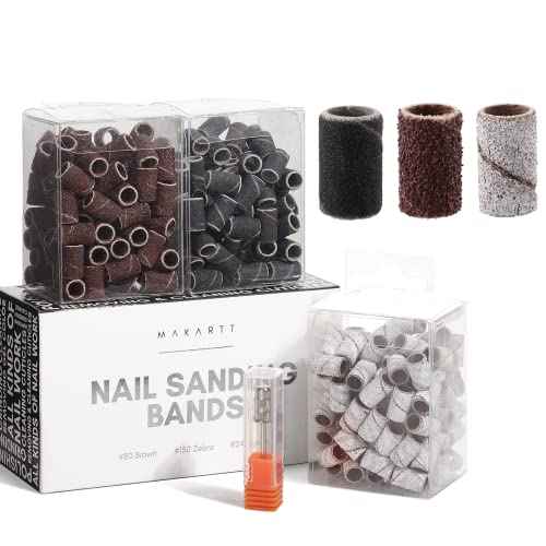 Makartt Nail Drill Bits Sanding Bands - for Nail Drill #80#150#240 Grits 300Pcs File Sanding Bands Zebra Brown Professional Bits Set for Acrylic Nails Gel Manicures Pedicures Tools£¨Brown,Zebra,Black£©
