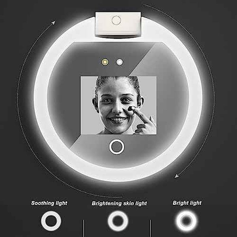 Diyeeni Compact Mirror with Camera for Sunscreen Test, Travel Lighted Makeup Mirror, 2X Magnification, Portable 2 Sided Pocket Mirror for Handbag Purse, 3.5 Inch
