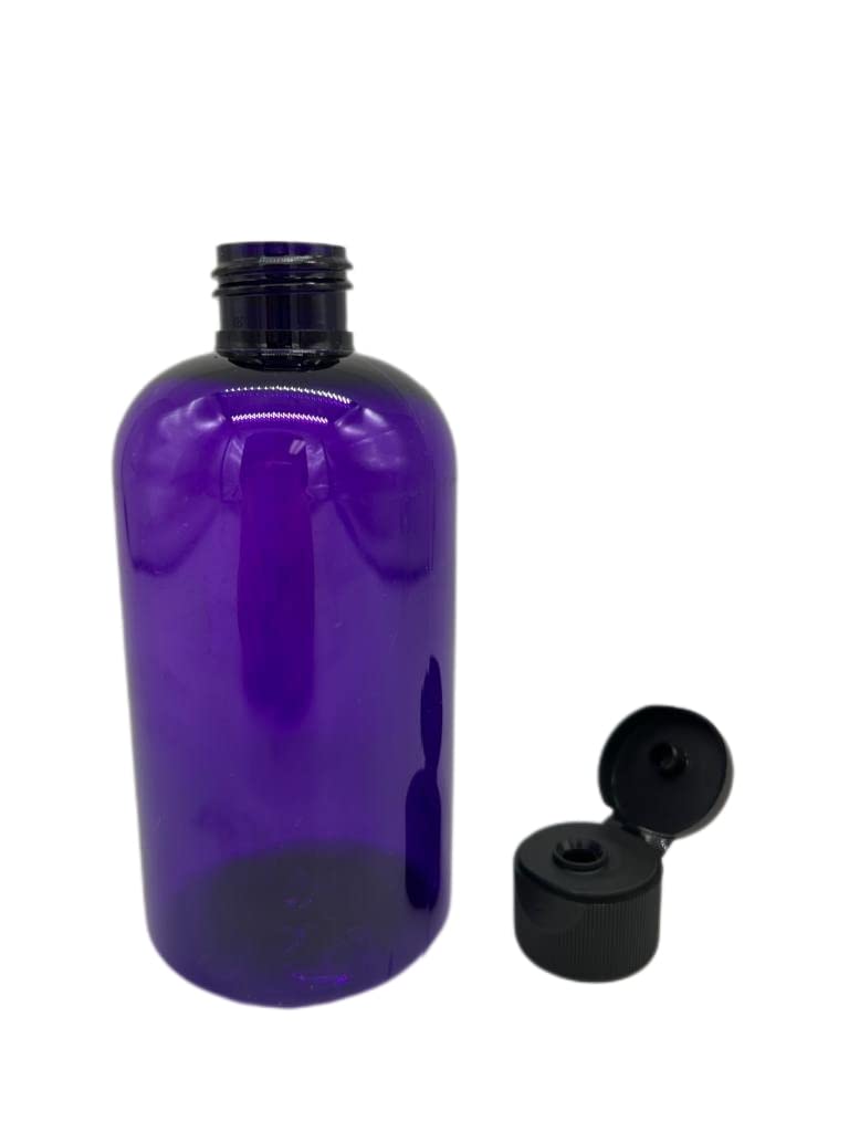 Natural Farms 8 oz Purple Boston Plastic Bottles -12 Pack Empty Bottle Refillable - BPA Free - Essential Oils - Aromatherapy | Black Flip Top Snap Cap - Made in the USA