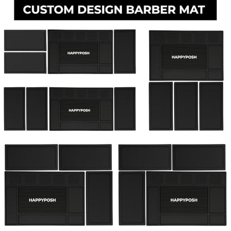 Magnetic Barber Mat, Large Magnetic Barber Mats For Clippers and Supplies, Barbershop Pad for Station, Beauty Salon Table Matt, Tool Organizer for Pro Hairstylist, 4PCS
