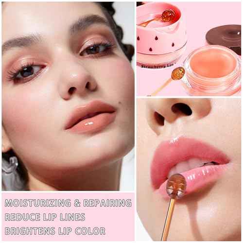 Clouds Cherry Lip Sleeping Mask ? Bee Propolis Moisturizing Lip Balm in Honey Pot ? Exfoliating Overnight Lip Care for Dry and Cracked Lips ? Hydrating Natural Lip Scrub