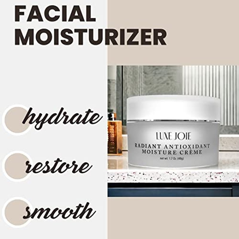 Radiant Antioxidant Moisture Creme 1.7 oz Squalane Face Cream for Women Aging Skin For Dry, Sensitive, Facial Moisturizer Wrinkles Dark Spots Sun Damage