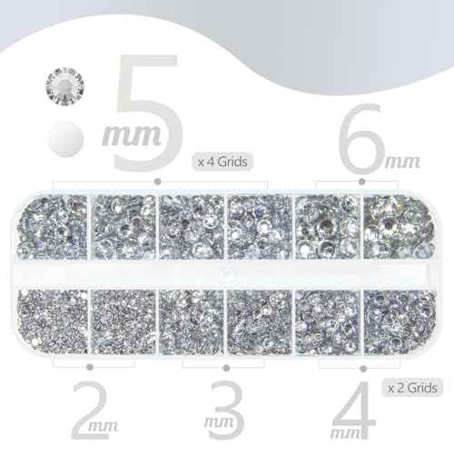 Silver Clear Resin Rhinestones w B7000 Jewelry Glue for Bedazzling Crafting Crystal White Flatback Stones 2mm 3mm 4mm 5mm 6mm Diamonds Gems Charms for Nails Face Makeup Tumblers Bottles Crafts