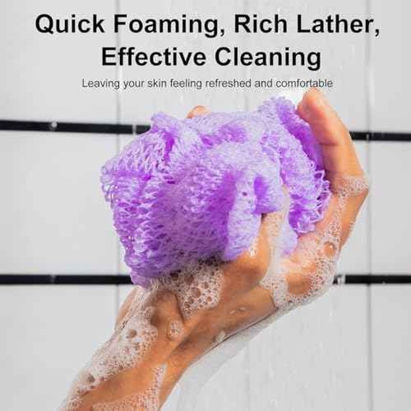 African Net Sponge, 2 Pack African Bath Sponge Scrub Net, Gentle Exfoliation for Daily Shower Use, Pink and Purple