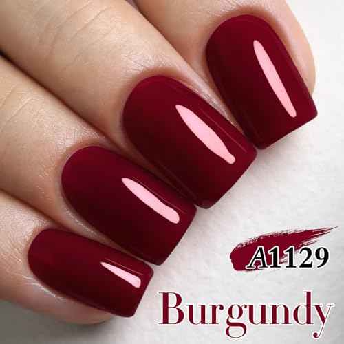 Double Rhythm 15ML Gel Nail Polish Pure Sheer Same Color Same Bottle Soak Off Gel Polish Art Manicure Salon DIY at Home for Women (Burgundy-A1129)