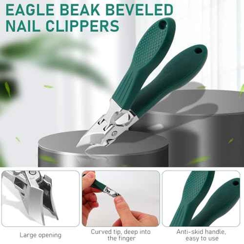3Pcs Eagle Beak Beveled Nail Clippers,Wide Jaw Opening Anti-Splash Slanted Nail Clipper,Edge Nail Clippers,Long Handle Wide Jaw Opening Anti-Splash Slanted Nail Clipper for Men Women