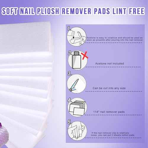 Teenitor Nail Polish Gel Remover Tools Kit with Nail Clips Nail Remover Pads Cuticle Pusher Nail Brushes Nail File Grits 120/180 Buffer Block Grits 400/4000, 6 Pack Purple