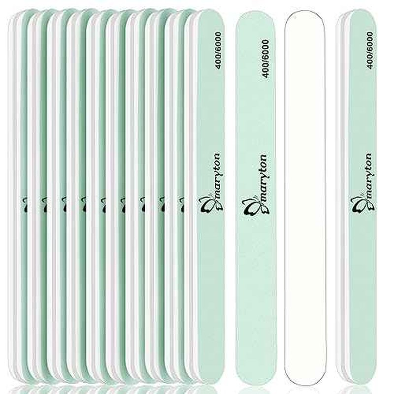 Maryton Nail Buffer and Shine Kit - 10pcs Nail Shine Buffer Blocks for Natural Nails Polisher Fingernail Buffer Buffing File 400 6000 Grit