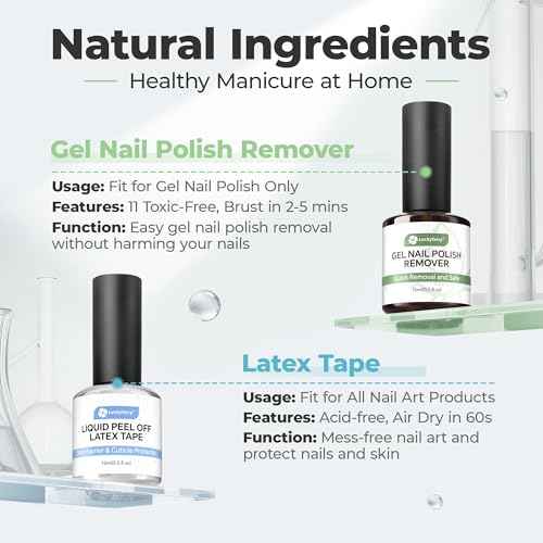 Gel Nail Polish Remover: 15ml Nail Polish Remover with Liquid Latex for Nails Peel off, Fast & Easy Remove Gel Polish in 2-5 Minutes, No Soaking or Wrapping, Cuticle Protectors