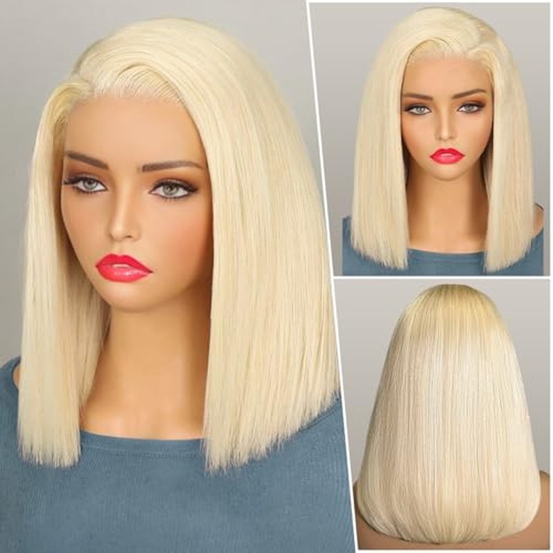 Blonde Bob Wig Human Hair 613 Bob Lace Front Wig Human Hair 13X6 Blonde lace Front Bob Wigs Pre Plucked 180% 18 inch