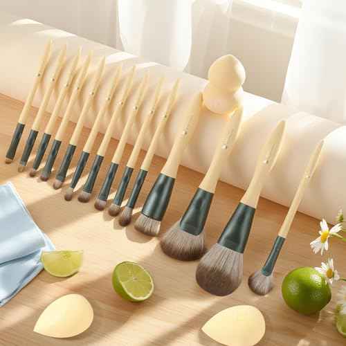 DUcare Makeup Brushes 14Pcs with 3Pcs Christmas Sponges Cosmetic Bag Makeup Brush Set for Foundation Blending Face Powder Blush Concealers Eye Shadows