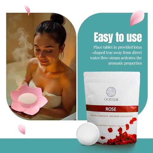 Oomai Shower Steamers Aromatherapy Rose Scent 12 Pack with Tray, Gifts for Women, Spa Set, Thanksgiving Christmas Birthday, Realaxation, Self Care
