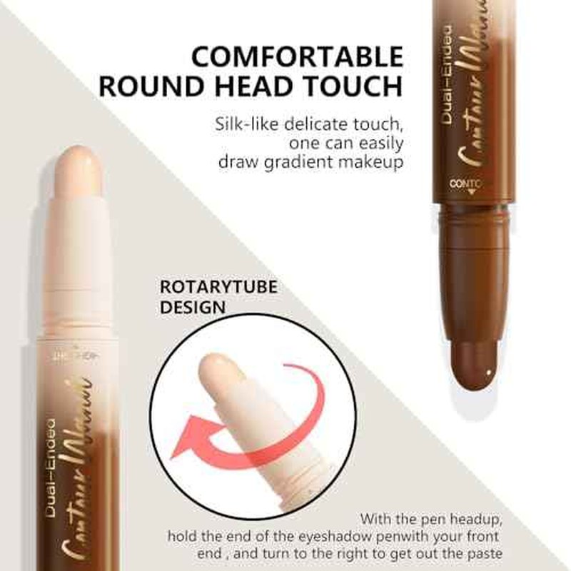 Dual-Ended 2-in-1 Cream Contour & Highlighter Stick Makeup For Face & Body ? Waterproof, Long-Lasting, Suitable for All Skin Tones, 01#Nuetral Nude + Beige