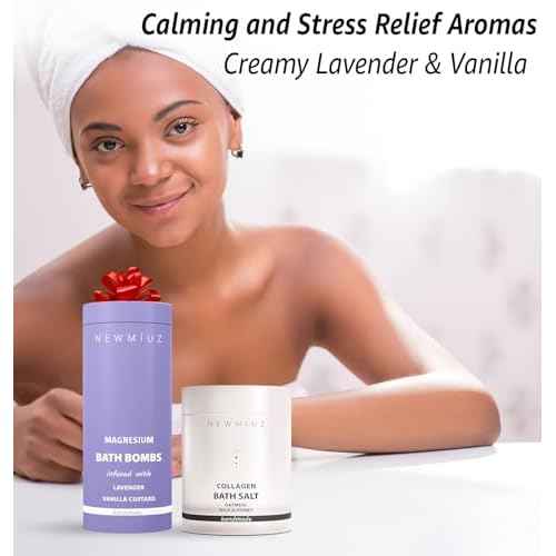 Magnesium Lavender Vanilla Luxury Fizzing Bath Bomb Sensitive Skin Formula for Relaxation Bath Moisturizing Shea Butter Stress Relief Gift for Women