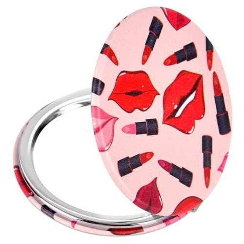 Quality Compact Vanity Mirror Gifts for Girls Women Beauty, Stylish Travel Folding Makeup Mirrors for Wallet Purse Pocket Handbag, Portable Double-Sided Magnifying Cosmetic Mirror, Bright Red