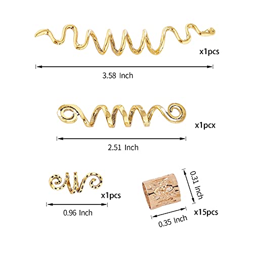 FRDTLUTHW 18Pcs Hair Accessories Loc Hair Jewelry for Women Braids, Dreadlock Beads Metal Hair Clips Decoration Gold(Multiple Styles)-style4
