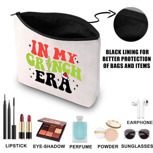 JNIAP Christmas Green Monster Makeup Bag - Zipper Pouch Inspired Gifts (In My Grinc)