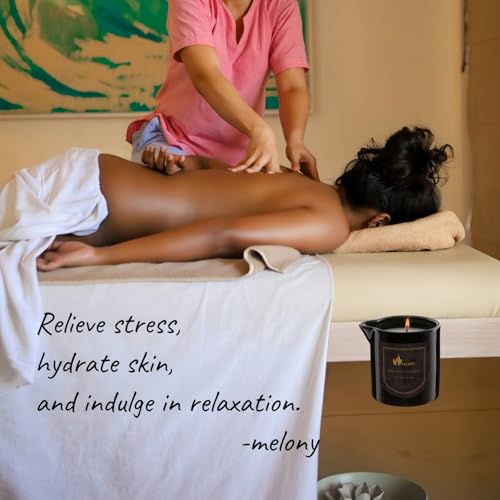 MELONY Massage Oil Candle for Pure Relaxation- 8.1 oz- Moisturizing Essential Oil Body Massage Candle for Home Spa- Amazing Gift for Women & Men (BlackBerry & Bay)