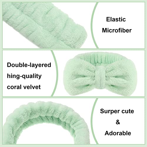 Tigeen 52 Pieces Spa Headband for Washing Face Bulk Soft Coral Fleece Skincare Headband, Bow Makeup Cosmetic Hairband Fluffy Shower Spa Essentials for Girls Women Slumber Supplies(Vivid,Solid Series)