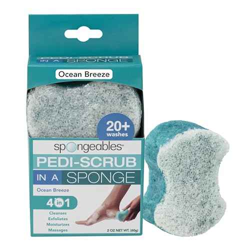 Spongables Pedi Scrub Foot Exfoliating 20+ Wash Sponge, Ocean Breeze, 1 Count