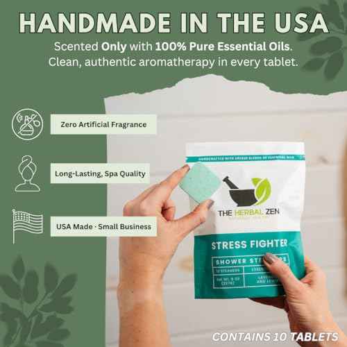 Stress Fighter Shower Steamers Aromatherapy for Relaxing - Christmas Gift - Adult Stocking Stuffer - USA Made - Lavender & Lemon Shower Bomb Tablets - Soothing Natural Essential Oils (10 Pack)