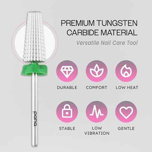 PANA Nail Carbide 5 in 1 Bit - Two Way Rotate use for Both Left and Right Handed - Fast remove Acrylic or Hard Gel - 3/32" Shank - Manicure, Nail Art, Drill Machine (Coarse - C, Silver)