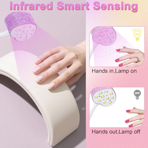 UV Nail Lamp,30W Rechargeable Gel Lamp Mini Cordless UV Light with 2 Timers & Auto Sensor,LED Fast Curing Goosenecks Gel Nail Polish Lamp for Home DIY Manicure (Purple Diamond)