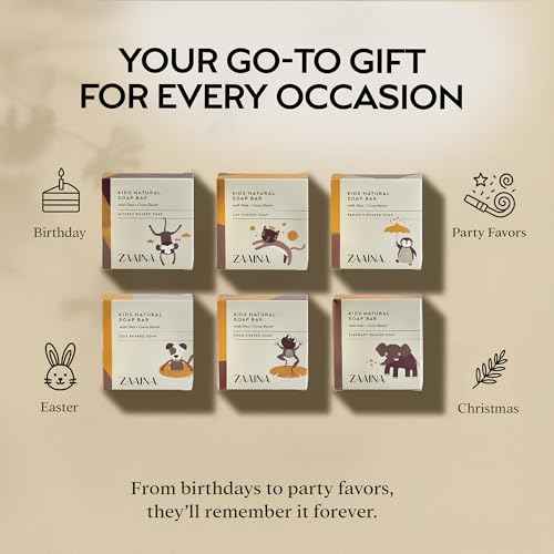 ZAAINA Kids Soap Bar (Set of 6) ? Unique Natural Animal Shaped Soaps for Children ? Gentle Bath Soap for Sensitive Skin ? Fun Gift for Kids ? Birthday, Bath Time ? Handmade in USA