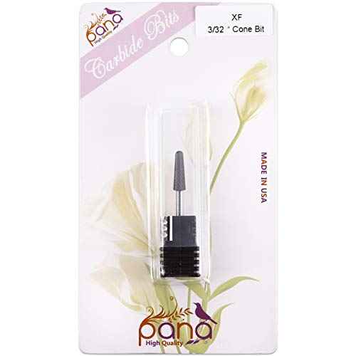 PANA USA Professional 3/32" Shank Size - Cone Shape Carbide Bit - Nail Drill Bit for Manicure Pedicure Tools Dremel Machine (Extra Fine, DLC Black)