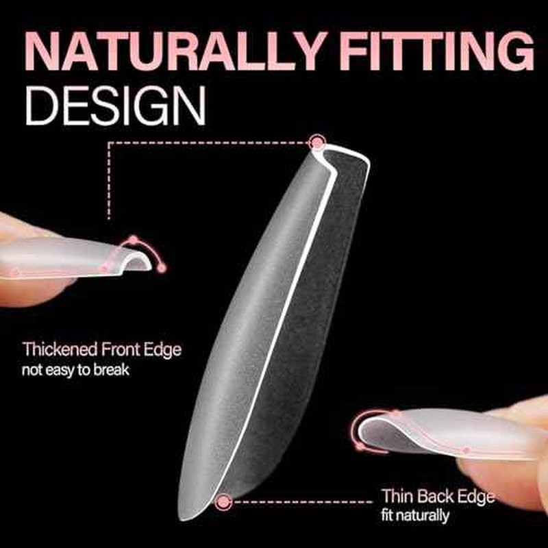 AILLSA Medium Coffin Nail Tips 450PCS Full cover Double-sided Matte Gel Stronger Adhesion Pre-Shaped Press on Nail Tips for Home DIY Nail Arts Salon 15 Sizes