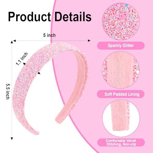 Girls Headbands, 6PCS Headbands for Girls Women Glitter Blue Purple Rainbow Pink Headband Sparkly Sequin Headband Hair Accessories