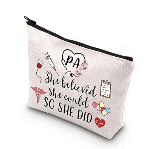 TSOTMO Physician Assistant Gift She Believed She Could So She Did 2022 Nurse Graduation Gift Makeup Bag (She Believed PA)