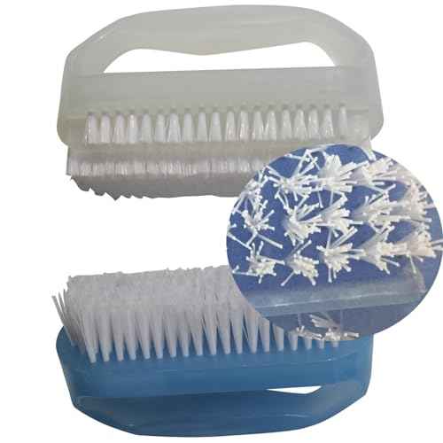 Coralpearl Nail Brushes X 2 for Cleaning Hand Finger Foot Toe with Cuticle Remover, Small Scrubber Cleaner with Handle, Soft Scrub Set for Fingernail Manicure, Toenail Pedicure, Gardener, Mechanic