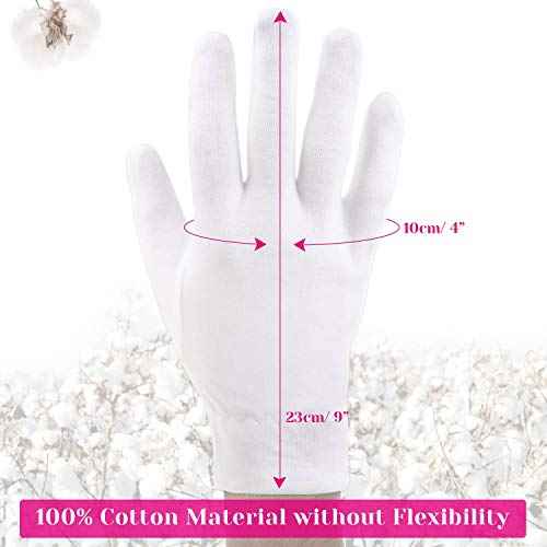 100 Percent Cotton Gloves for Dry Hands Eczema, Selizo 10 Pairs White Cotton Gloves for Women Dry Hands Moisturizing Cosmetic Sensitive Irritated Skin Spa