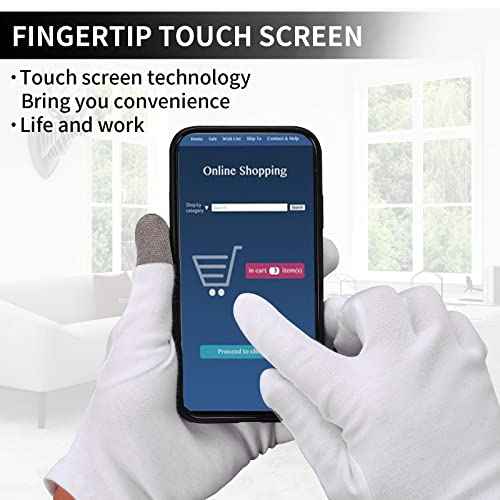 Sibba 2 Pairs Touch Screen Moisturizing Gloves White Cotton Moisturizing Gloves Overnight Bedtime Heal Eczema Sleeping Lotion Hand Spa Treatment Gloves Repair Rough Cracked Dry Chapped Hands Skin