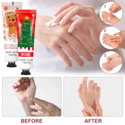 80 Pcs Christmas Hand Cream Gift Set for Dry Cracked Hands Natural Plant Fragrance Shea Hand Lotion Mini Hand Moisturizing Cream Christmas Gifts for Women Mom Christmas Stocking Stuffers